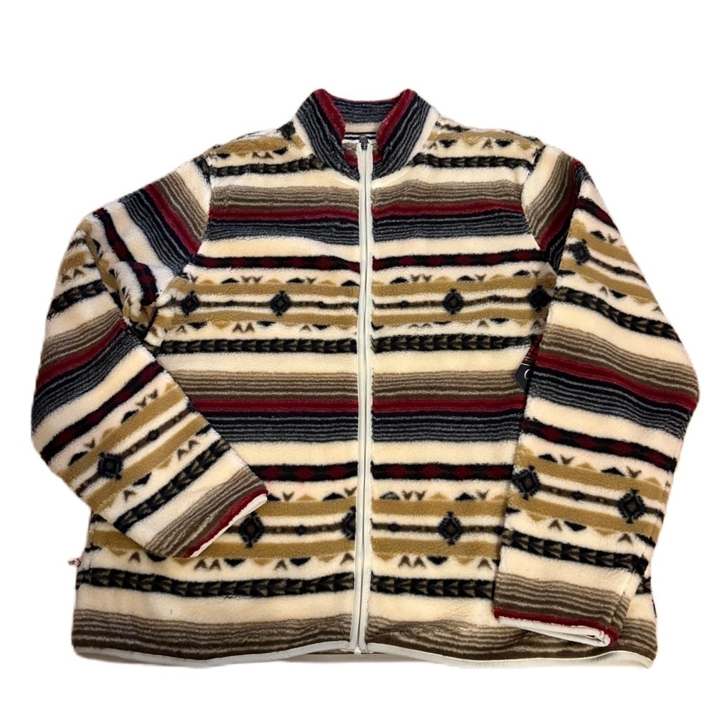 Chaps Fair Isle Print Fleece Sweatshirt Sweater NEW XL XXL Tan Black